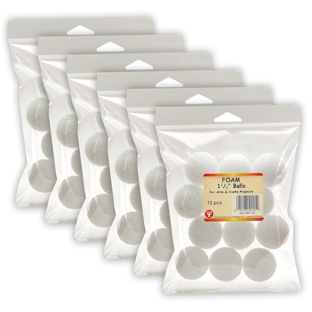 Hygloss Products Craft Foam Balls, 1.5 Inch, White, 72PK 51115